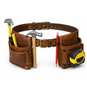 Organisateur d'outils de travail en cuir robuste avec plusieurs pochettes, sangle de ceinture durable, porte-marteau, matériel de qualité supérieure pour charpentiers - Product Image 6