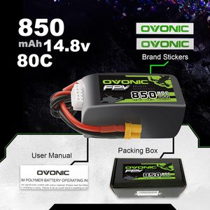 Batterie Lipo OVONIC 4S 850mAh 14.8V 80C avec prise XT30 pour drone FPV Cinewhoop Quadcopters - Product Image 6