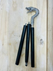 Bastón de Madera Pulida Hecho a Mano con Empuñadura de Cabeza de Serpiente de Latón Plateado Estilo Victoriano para Halloween y el Día de la Madre - Product Image 5