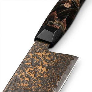 Couteau de chef artisanal de luxe en cuivre damas avec motif élégant et manche en bois durable pour une cuisine gastronomique - Product Image 5