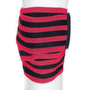 Full Length Elastic Gym Support Straps for Squats Classic <b>Black</b> Striped Weightlifting Knee <b>Wraps</b> Powerlifting OEM - Product Image 4