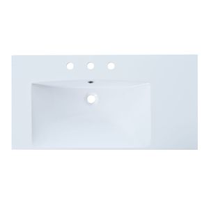 Vasque simple de salle de bain de 36 pouces avec décalage à gauche, 3 trous pour robinets, vasque en résine uniquement - Product Image 1