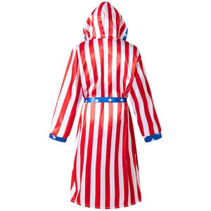 Costume de boxe en satin pour homme avec drapeau américain, robe et short à thème USA avec capuche pour Halloween Cosplay - Product Image 2