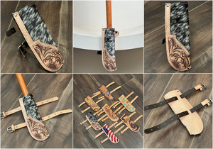 Porte-drapeau en cuir fabriqué à la main sur mesure cuir de vachette de selle durable de style occidental vintage pour l'affichage de moto et de défilé en plein air - Product Image 3