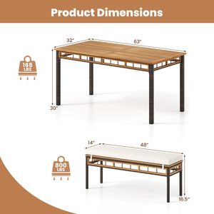 Set da pranzo da patio in legno di acacia da 3 pezzi per terrazza e giardino - Product Image 5
