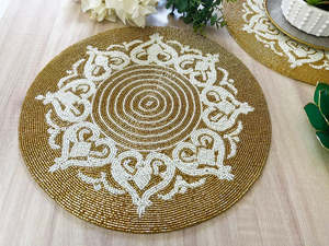 Set de table artisanal personnalisé, écologique, à motifs floraux perlés, pour la décoration de la maison, artisanat haut de gamme - Product Image 2