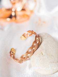 Belladec Women's Handwoven <b>Copper</b> Braided Cuff Bracelet Adjustable Artisan Elegant Handmade Classic Statement Jewelry Crafted - Product Image 5