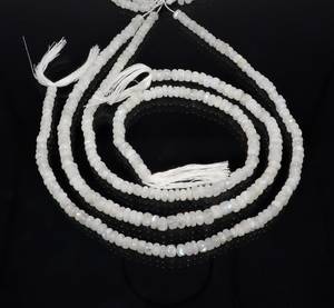 Natural White Rainbow Moonstone Smooth Rondelle <b>Beads</b> 5-6 MM White Rainbow Moonstone <b>Beads</b> 13 Inch White Moonstone - Product Image 1