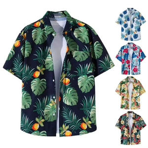 เสื้อเชิ้ตฮาวายลายดอกไม้สไตล์วินเทจสำหรับผู้ชาย ผ้ากำมะหยี่ แขนสั้น ติดกระดุม เหมาะสำหรับฤดูร้อน - Product Image 5