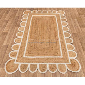Alfombra de yute de algodón 100% para exteriores e interiores, alfombra de yute trenzada rectangular para cocina y decoración del hogar, alfombra de yute de área grande sostenible - Product Image 1