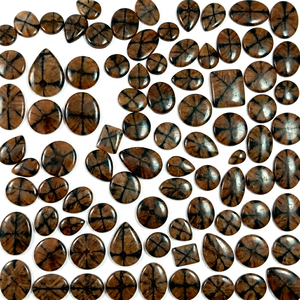 Lote al por mayor de cabujones de chiastolita pulidos de diferentes formas y tamaños para envolver con alambre en la fabricación de joyas, piedras preciosas minerales - Product Image 1