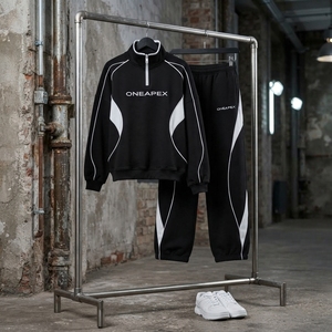 <b>Women's</b> Black <b>White</b> Quarter Zip Tracksuit Set Sportswear Pullover Sweatshirt <b>Jogger</b> Pants Casual Streetwear Two Piece Outfit - Product Image 6