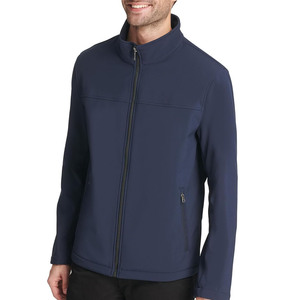 <b>Men's</b> <b>Navy</b> Canvas <b>Quilted</b> Hooded <b>Jacket</b> Stand Collar Zipper Closure Heated Windproof Casual Winter Wear Regular Sleeve Solid - Product Image 1
