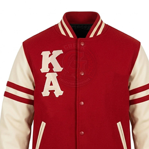 Veste de fraternité Alpha Psi, couleur rouge contrastée, manches longues, broderie avec logo en lettres grecques, style varsity, sweat-shirt pour homme - Product Image 2