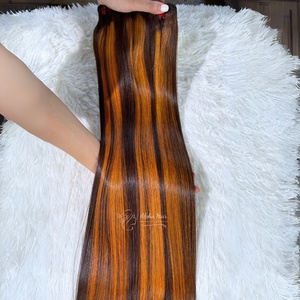 100% cheveux humains naturels Super soyeux lisse Piano miroir os droit Premium un donneur faisceaux de cheveux Extensions de cheveux naturels - Product Image 3