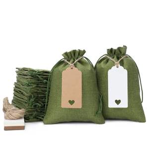 Heavy Duty Green Fiber Jute Grocery Shopping <b>Bag</b> Eco Friendly Reusable Tote for Supermarkets - Product Image 1