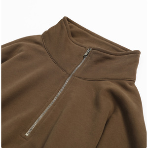 Sweat à capuche demi-zip Lanyu pour homme, motif uni, vêtement de sport grande taille, veste athlétique pour la gym, coupe régulière, col montant, 100 % coton - Product Image 3