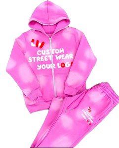 Sudadera con capucha de felpa francesa personalizada al por mayor, estilo vintage desgastado, con lavado ácido, de gran tamaño, de peso pesado, conjunto de 2 piezas con pedrería - Product Image 5
