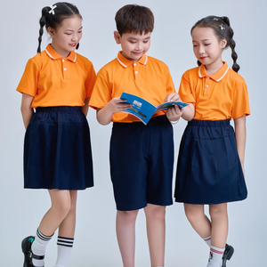 Camiseta Polo Escolar de Poliéster/Algodón con Spandex 50D para Niños de Primaria Vietnamita FMF (Naranja) - Product Image 1