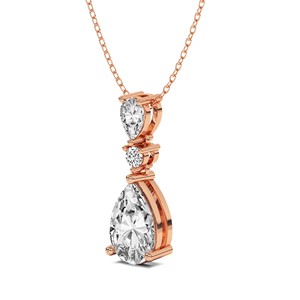 จี้เพชรทรงหยดน้ำสีโรสโกลด์ 10k/14k สวยงาม ดีไซน์พระจันทร์เสี้ยว พร้อมใบรับรอง IGI เหมาะสำหรับผู้หญิงและเด็กผู้หญิง - Product Image 5