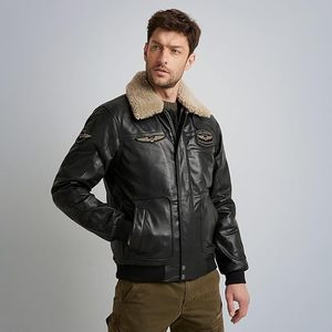 Chaqueta de cuero genuino negra para hombre, estilo motero premium, chaqueta informal de exterior, chaqueta de cuero PME Legend, negra - Product Image 4