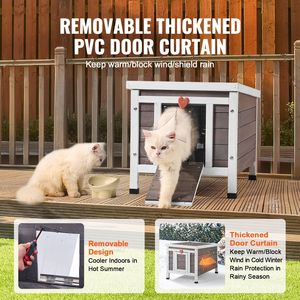 Casa para Gatos Resistente a la Intemperie con Puertas de PVC, Refugio para Gatos Salvajes, para Múltiples Gatos, Casa de Madera para Gatos y Conejos - Product Image 5