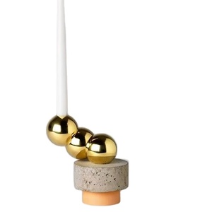 Modern Gold Sphere <b>Candle</b> <b>Holder</b> with <b>Concrete</b> Base Stylish <b>Candle</b> Stand Decorative Candlestick for Contemporary Home Decor - Product Image 1