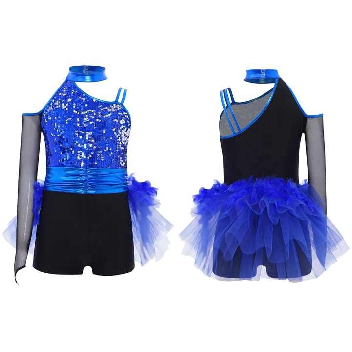 6-16 Kids Girls Jazz Dance Performance Costume Tulle Skirted Leotard ...