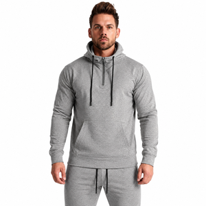 Navy Hooded <b>Zipper</b> Sweatshirt Full Sleeve Solid Color Casual Tracksuit <b>Top</b> Breathable Midweight Polyester Fit Regular Autumn We - Product Image 5