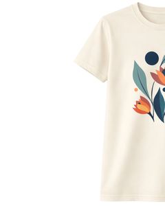 Custom Beige Women Abstract Floral Graphic T Shirt Soft Cotton Short Sleeve Casual Summer Minimalist Flower Print Loose Fit <b>Top</b> - Product Image 3
