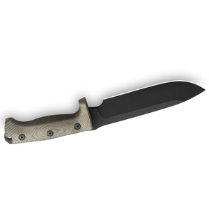 Cuchillos de Caza con Mango Texturizado Gris Claro, Hoja Fija con Recubrimiento Negro y Funda Protectora Negra para Campismo al Aire Libre - Product Image 1