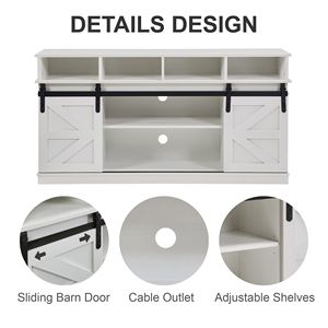 <b>Adjustable</b> Modern Farmhouse Wood TV Stand Sliding Barn Door Entertainment Center Storage Cabinet <b>Table</b> for Living Room Sh-Styled - Product Image 5