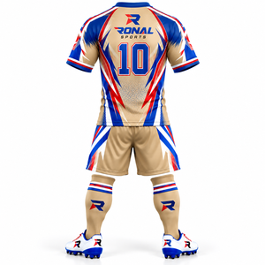 Uniformes de football personnalisés pour hommes adultes, impression par sublimation, 100% polyester, col rond, 220g, séchage rapide - Product Image 2