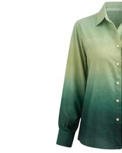 Camisa de Manga Larga para Mujer, Color Verde Esmeralda Degradado a Verde Salvia Claro, Estilo Casual para Oficina, Fabricante de Blusas Personalizadas OEM - Product Image 3