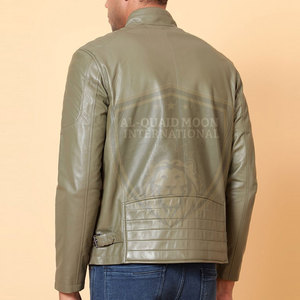Solid Color Hot Sale <b>Leather</b> <b>Winter</b> <b>Jacket</b> Durable Material <b>Leather</b> <b>Jacket</b> Stand Collar <b>Leather</b> <b>Jacket</b> - Product Image 3