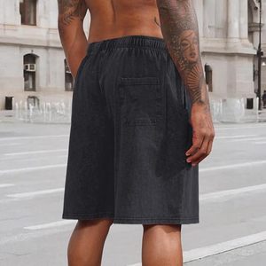Pantalones Cortos Negros para Hombre con Pedrería y Lentejuelas, Cintura con Cordón, Estilo Casual, Transpirables, de Algodón - Product Image 2