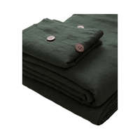 Ensemble de housse de couette 3 pièces en lin 100% vert forêt, luxe, uni, pour lit double/grand lit/king size, écologique, lavable, 200TC, personnalisable, doux