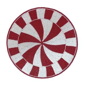 Set de table rond en verre perlé à motif drapeau américain, étoiles et rayures patriotiques rouges, blancs et bleus, fait main, pour salle à manger - Product Image 3