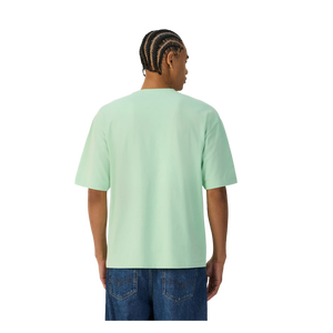 T-shirt en coton à manches courtes et col rond vert clair pour homme, coupe classique, couleur unie, style décontracté, tissu jersey tricoté - Product Image 3