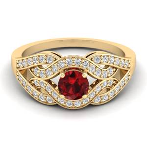 Anillo de Compromiso REYES de Alta Calidad con Granate de Corte Brillante Redondo de 0.5Ct en Oro de 14K, Certificado GRA, Joyería Fina con Moissanita - Product Image 6