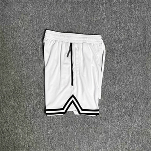 Men's <b>White</b> Polyester Shorts With Side Stripe Elastic Waist Quick Dry Casual Sports Wear With Low MOQ - Product Image 2