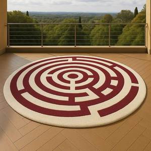 <b>Hand</b> <b>Tufted</b> Eco-Friendly Abstract Round Wool <b>Rug</b> with Cut Pile Latex Backing Modern Wave Pattern for Living Room & Bedroom - Product Image 3