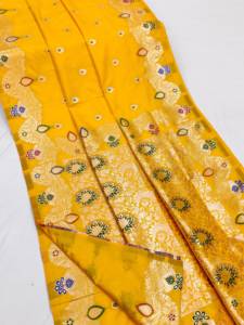 Sari Tradicional Indio de Seda Banarasi con Trabajo de Tejido Zari para Bodas y Eventos Festivos, Atuendo para Mujer - Product Image 3