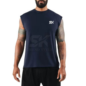 T-shirts sans manches unis confortables en tissu personnalisé, coupe ajustée, vêtements - Product Image 4
