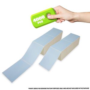 Confezione 4000 etichette Fanfold a trasferimento termico 4 \ "X 6 \" rotoli autoadesivi traforati blu per la spedizione di carta bianca - Product Image 3