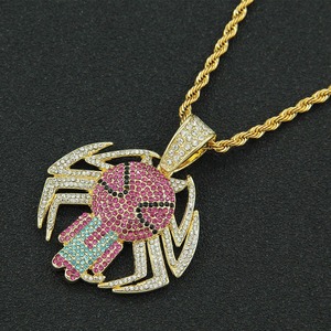Collier pendentif araignée entièrement sertie de diamants, style Hip Hop, chaîne longue tendance pour sweats à capuche - Product Image 5