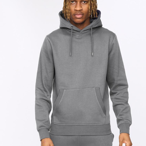 Sweat-shirt à capuche gris pour homme, coupe classique, couleur unie, décontracté, pour l'automne, polyester/coton, coupe-vent - Product Image 1