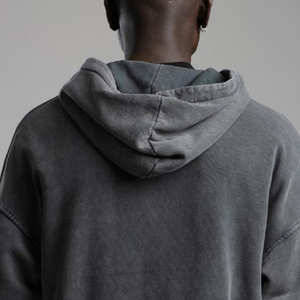 Sweat à capuche zippé épais et respirant délavé à l'acide pour garçons, nouvelle mode, couleur unie, sur mesure, pour la saison hivernale, sweats à capuche zippés pour hommes - Product Image 4