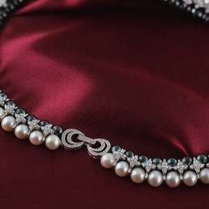 Collar de Perlas de Agua Dulce de Doble Hilera, Accesorio de Vestir de Noche Multicapa con Perlas de Agua Dulce para Novias, para Fiestas y Eventos - Product Image 3