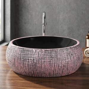 Export Quality Ceramic OEM Sanitary Ware - Golden Color Retro Round Model Table Top Hand Wash Basin, Hot Sell, Made in India - Product Image 4